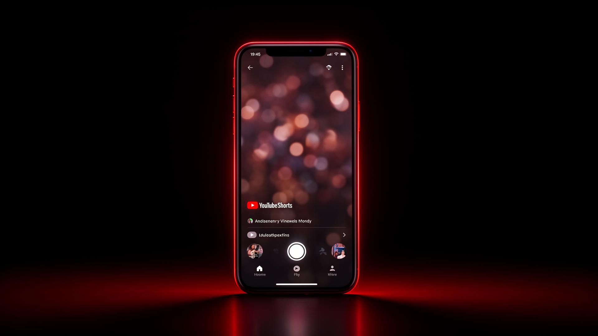 Smartphone glowing red showing a YouTube Shorts video